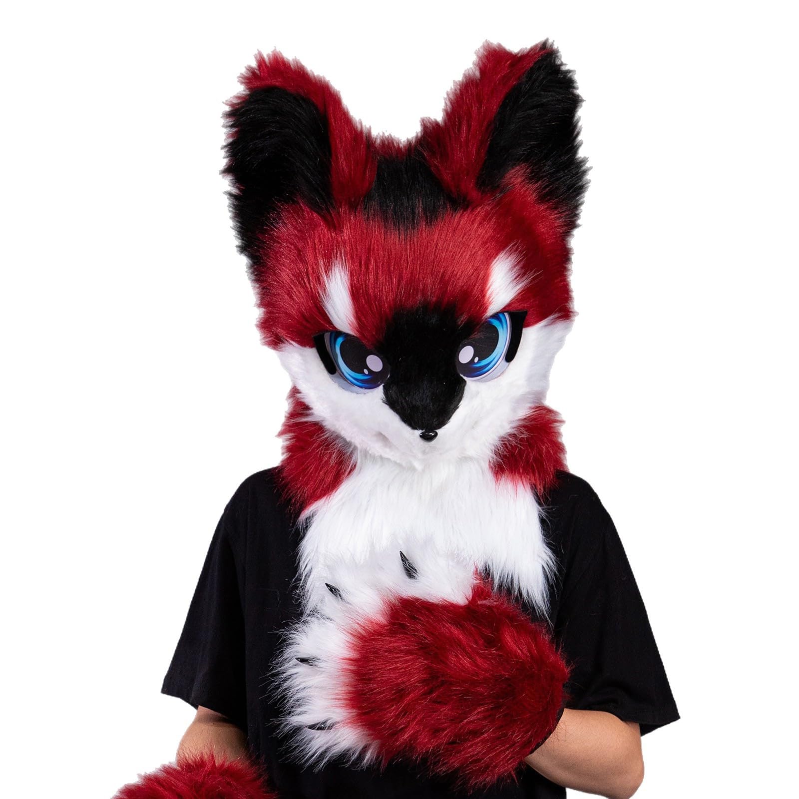 Fackloxc Unisex Claret Cats Headgear Plush Fursuit Cut Cosplay Halloween Adults Cats Headgear