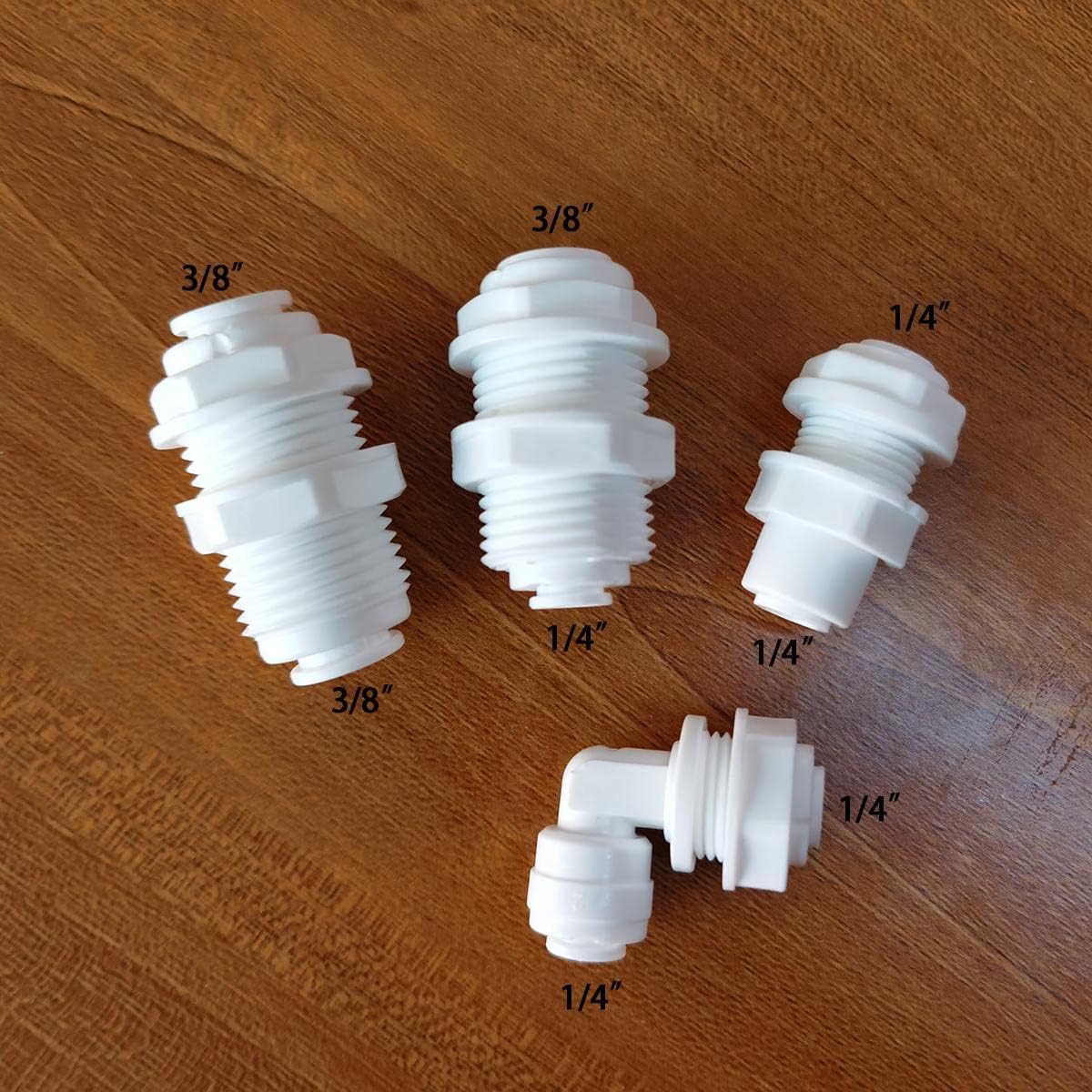 MALIDA ST-016B 3/8"OD PE Tubing Bulkhead Connector,Push to Connect Fittings,Quick Connector,Widely Used in Water Purification, RO Systems Food/Beverage System，5pcs.