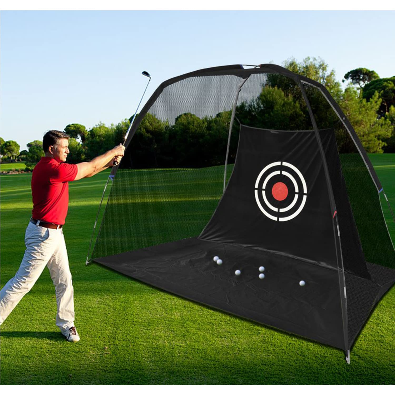 Golf-Übungsnetze für Hinterhof-Fahren im Innenbereich, robuste Übungsnetze für den Hinterhof, hochwertige, tragbare Golf-Schlagnetze mit Rahmen und Netz für Kinder, Männer, Frauen