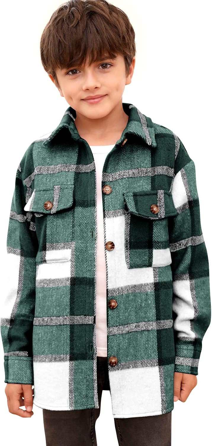 Toddler Long Sleeve Plaid Jacket Baby Boys Girls Button Down Flannel Thick Shirt Fall Winter Coat for Kid