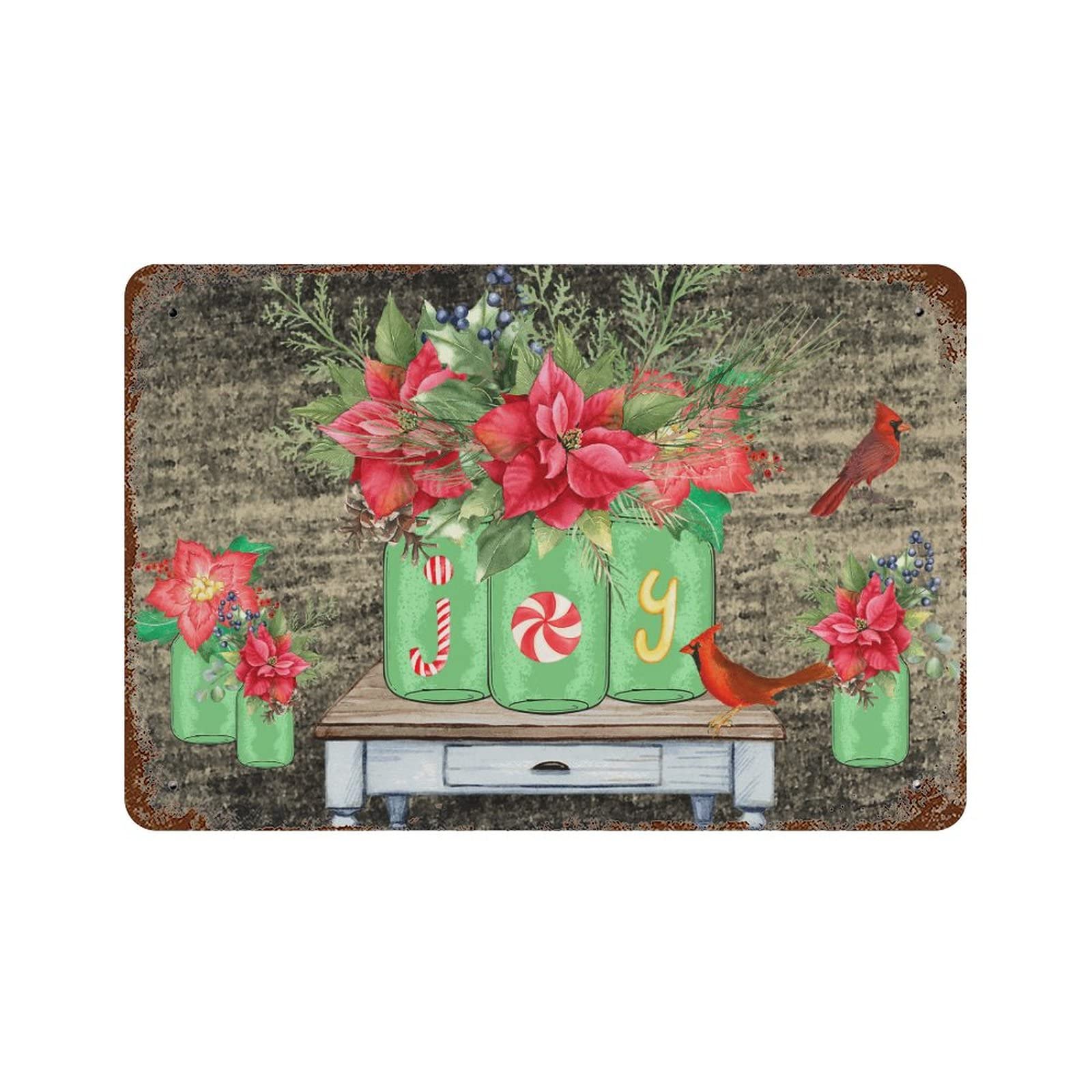 Panneau Christmas Flower Joy déco Noël extérieure jardin cour ferme 30x45 cm