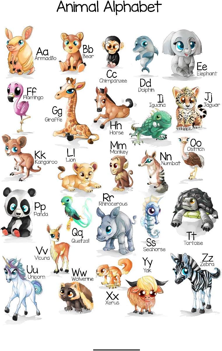 JAAC Street ABC Animal Poster for Kids Bedroom 350gsm Silk paper (A2)
