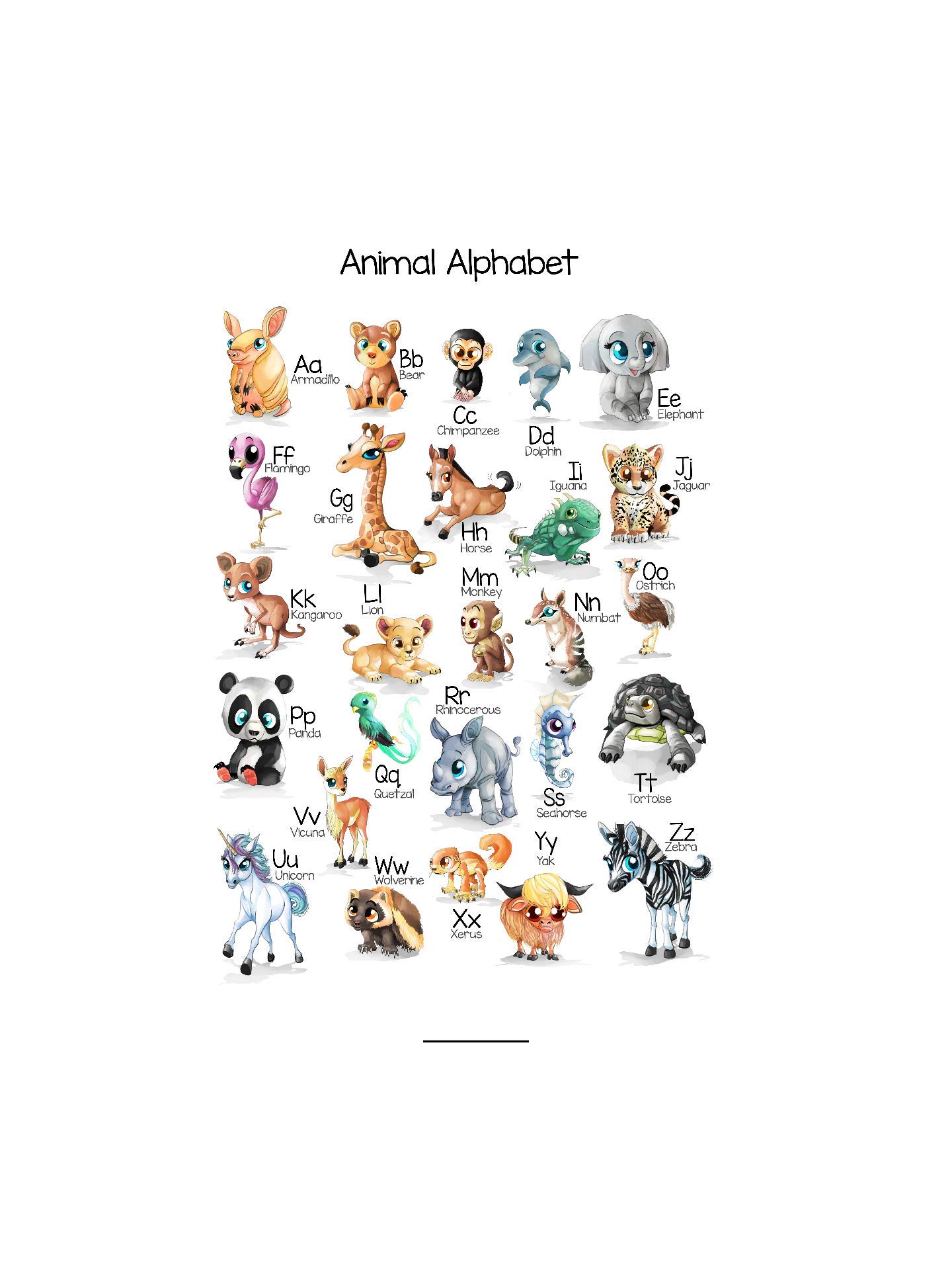JAAC Street ABC Animal Poster for Kids Bedroom 350gsm Silk paper (A2)