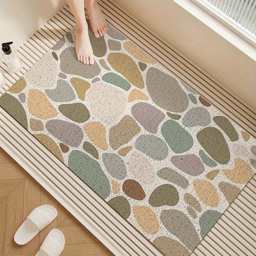 Antypoślizgowa mata prysznicowa Mata kamyczkowa – gumowa Loofah szybka(Green,80x120cm)