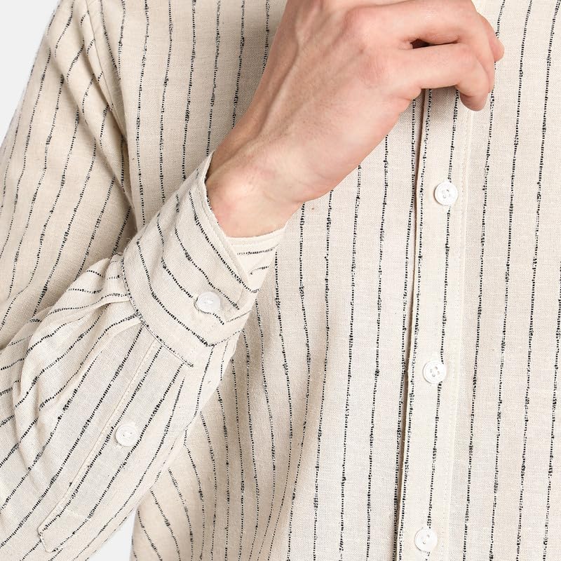 Image of CAHOOT Men's Polycotton Abstract-Textu Shirt |Casual-Wear | Spread Collar | Long Sleeve | Button Closure | Shirt Crafted with Comfort Fit for Everyday Wear