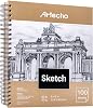 Artecho 9x12 Sketch Book, 100 Sheets 60 lb90gsm, Spiral Bound, Art Supplies Sketch Pad, Durable Acid Free Drawing Paper, Natural White