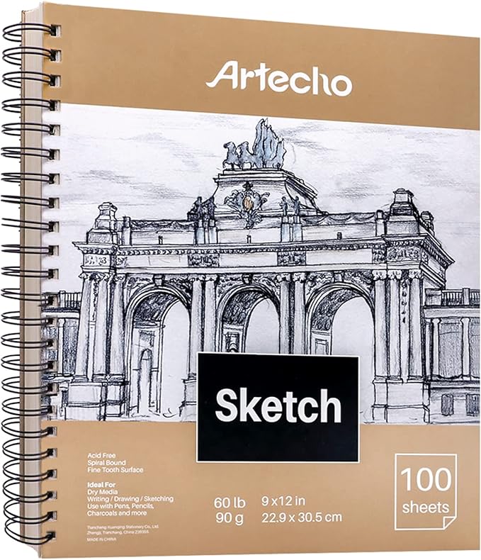 Artecho Sketch Book 9 x 12 Inch, 100 Sheets 90gsm, Spiral