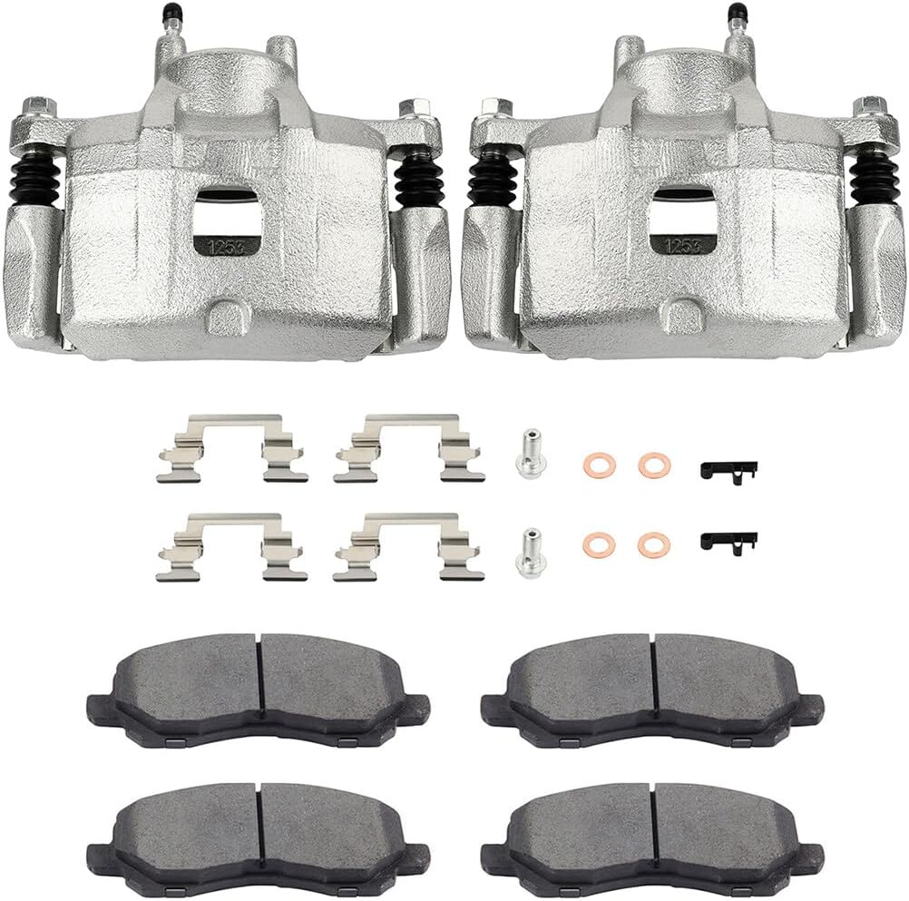 AINTIER Automotive Replacement Brake Kits Silvery Front 2 Brake Calipers & 4 Pads Fit For Chrysler 200 2011-2014,For Chrysler Sebring 2007-2010,For Dodge Avenger 2008-2014