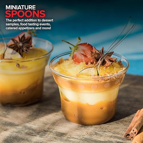 Vista 36 de Mini cucharas de plástico doradas desechables, 4 pulgadas (paquete de 80) cuchara de degustación, mini cuchara de postre para catador de helado, Oro