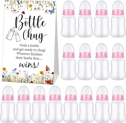 Miniatura 12 de TrelaCo Bottle Chug - Juego de 20 biberones para baby shower, con 1 letrero de papel kraft para revelación de género, suministros de fiesta, regalos