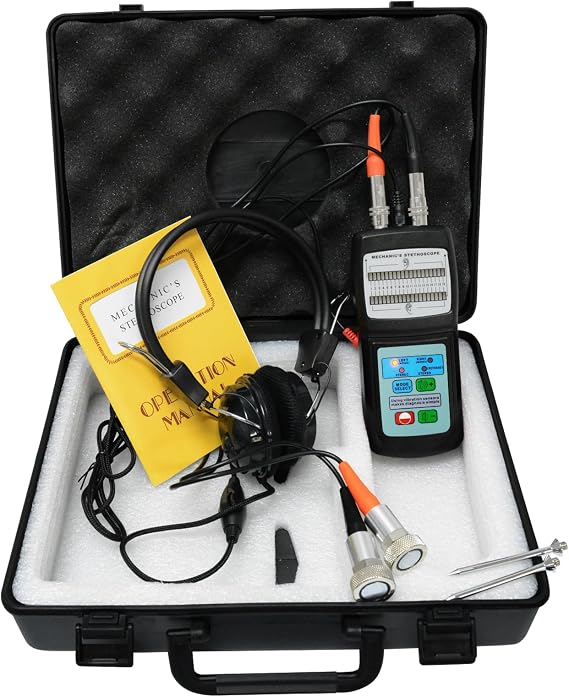 Mechanic's Engine Stethoscope 10~10KHz Frequency Range Digital with Sensor and Probe for Sound Noise Detection Automotive Automobile Car Set Kit