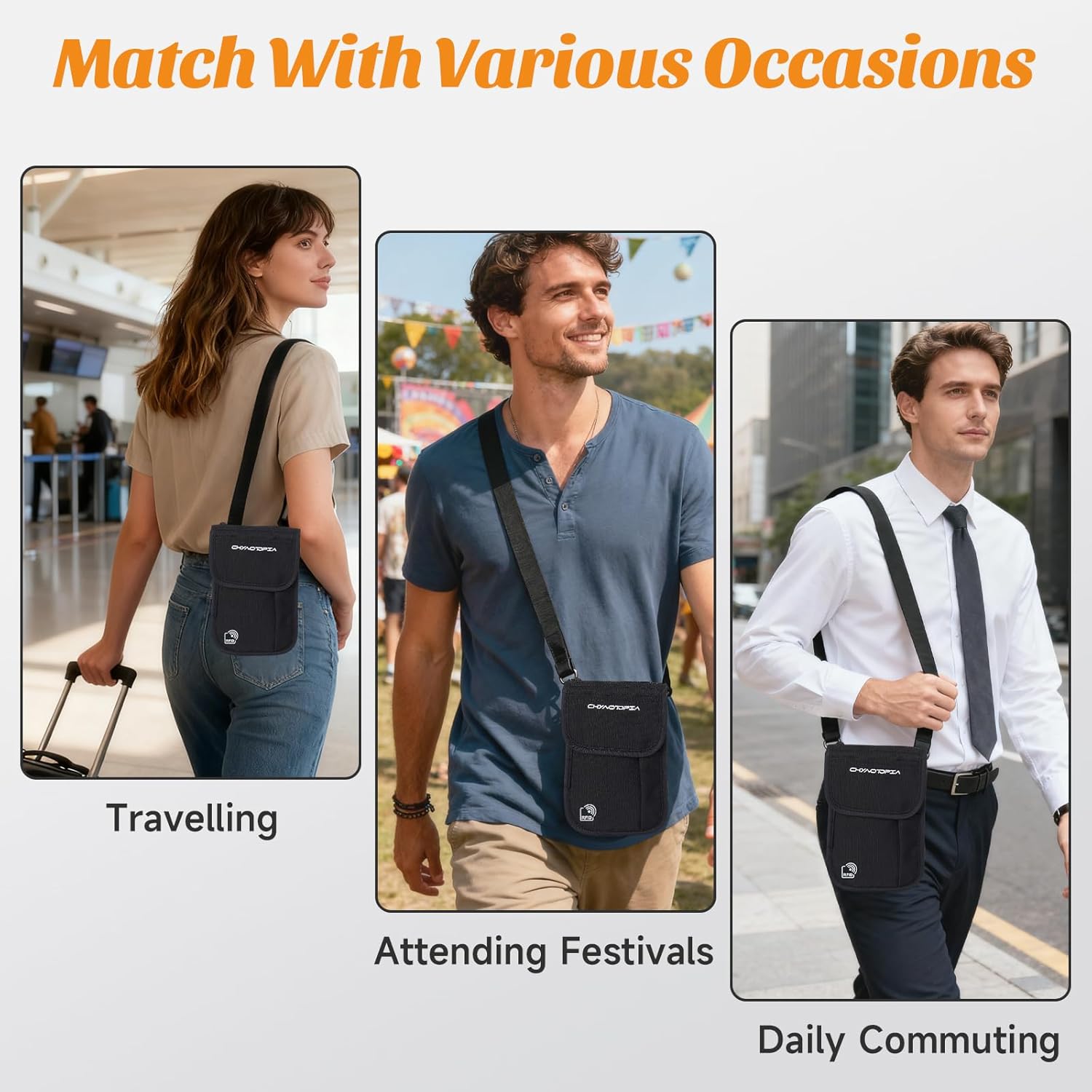 Neck Wallet & RFID Blocking Passport Holder for Travel – Waterproof Hidden Travel Wallet with Card Slots, Adjustable Strap, Portable Document Organizer for Men, Women (Gift) Black - Image 7