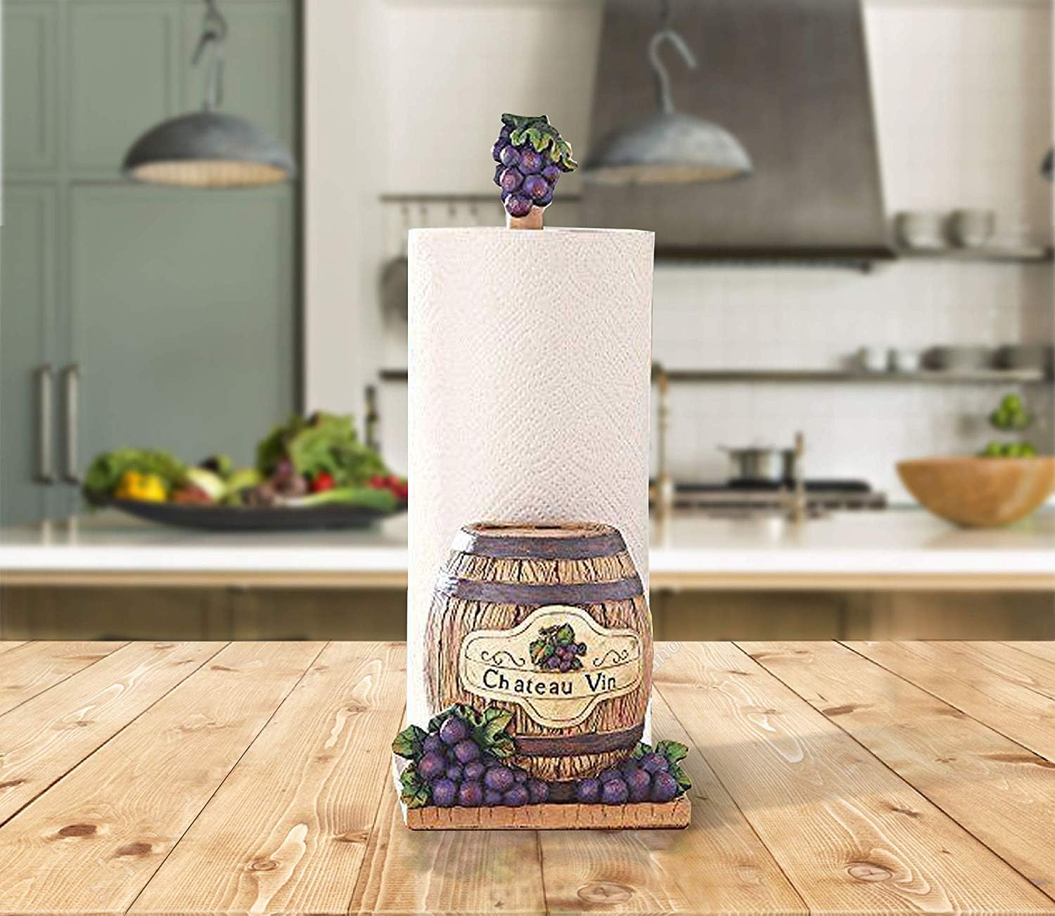 Decorate Your Kitchen With An Elegant Hand Painted Paper Towel Holder (Wine Theme With Barrel)