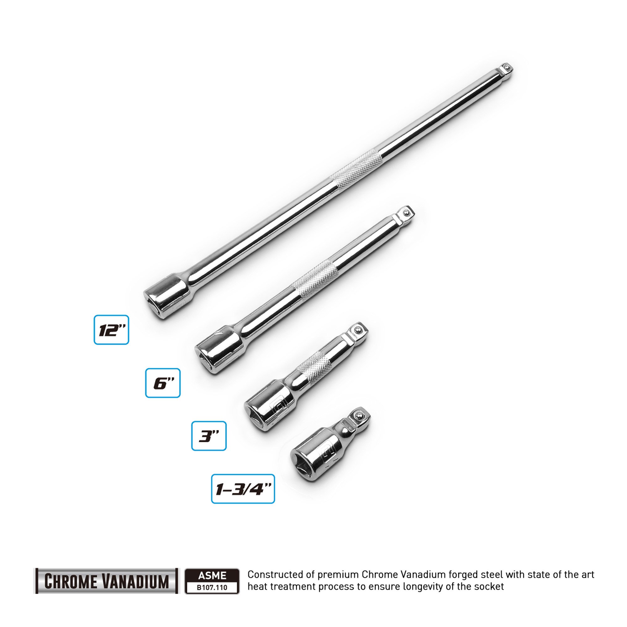 Capri Tools 182623 3/8-Inch Drive Wobble Extension Bar Set, 4