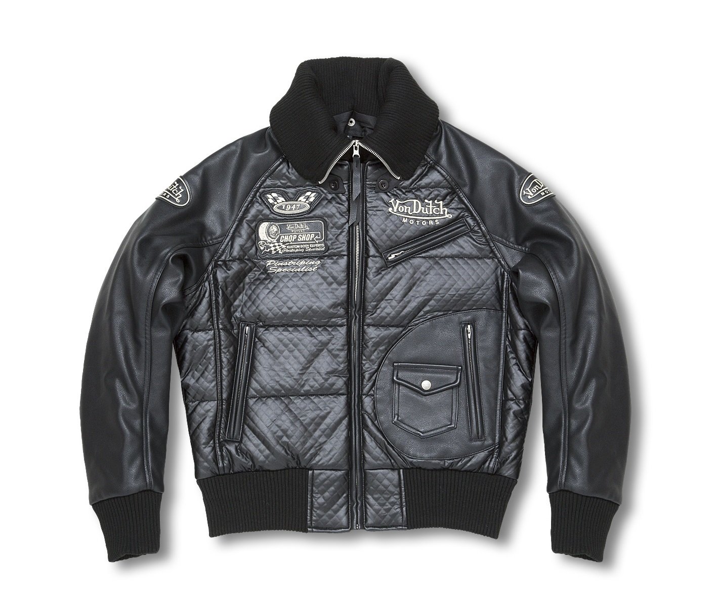 Amazon | ボンダッチ(VonDutch) フェイクレザージャケット BLACK M VOM