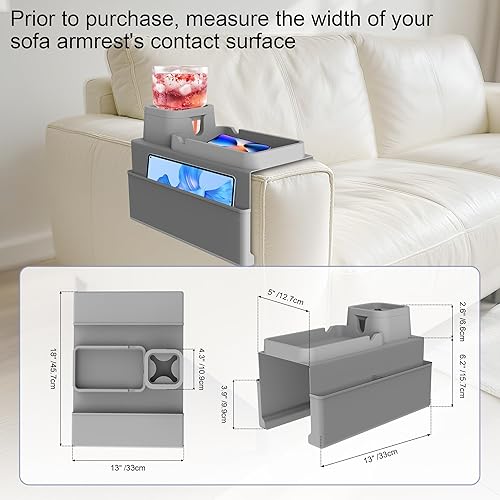 Miniatura 10 de KindGa Posavasos para bebidas con soporte, bandeja para portavasos de sofá, mesa de brazo de silicona para sofá, posavasos antideslizantes, color
