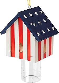 Carpenter Bee Trap for Outside - Best Bee Trap - Flag Cabin Style Nature Hanging Wood Carpenter Bee Traps Outdoor - Insect Traps with Removable Vault(1 Pack)