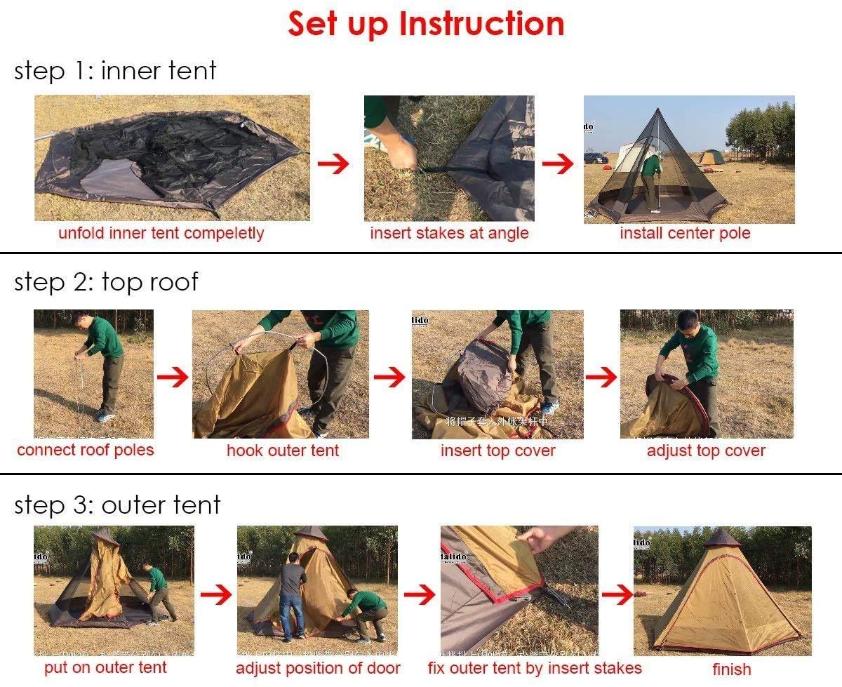 TentHome Tenda Tipi Tenda Yurte Familiare, impermeabile, 380 cm / 12,5 piedi a doppio strato, per campeggio all'aperto, escursionismo, caccia, 4 persone