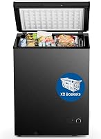 Electactic 3.5 Cu Ft Compact Chest Freezer with 2 Removable Baskets, Adjustable -7.6°F to 6.8°F Temp for Home, Dorm, Garage