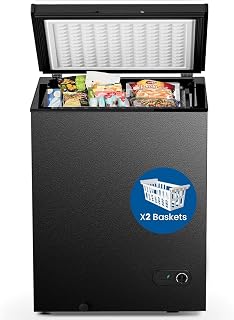 Electactic 3.5 Cu Ft Compact Chest Freezer with 2 Removable Baskets, Adjustable -7.6°F to 6.8°F Temp for Home, Dorm, Garage
