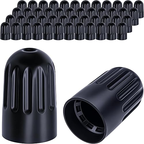 Vista 45 de 30 piezas de tapas de vástago de válvula de neumático TPMS, tapas de vástago de válvula de rueda de plástico negro para TR20008 TPMS, tapas