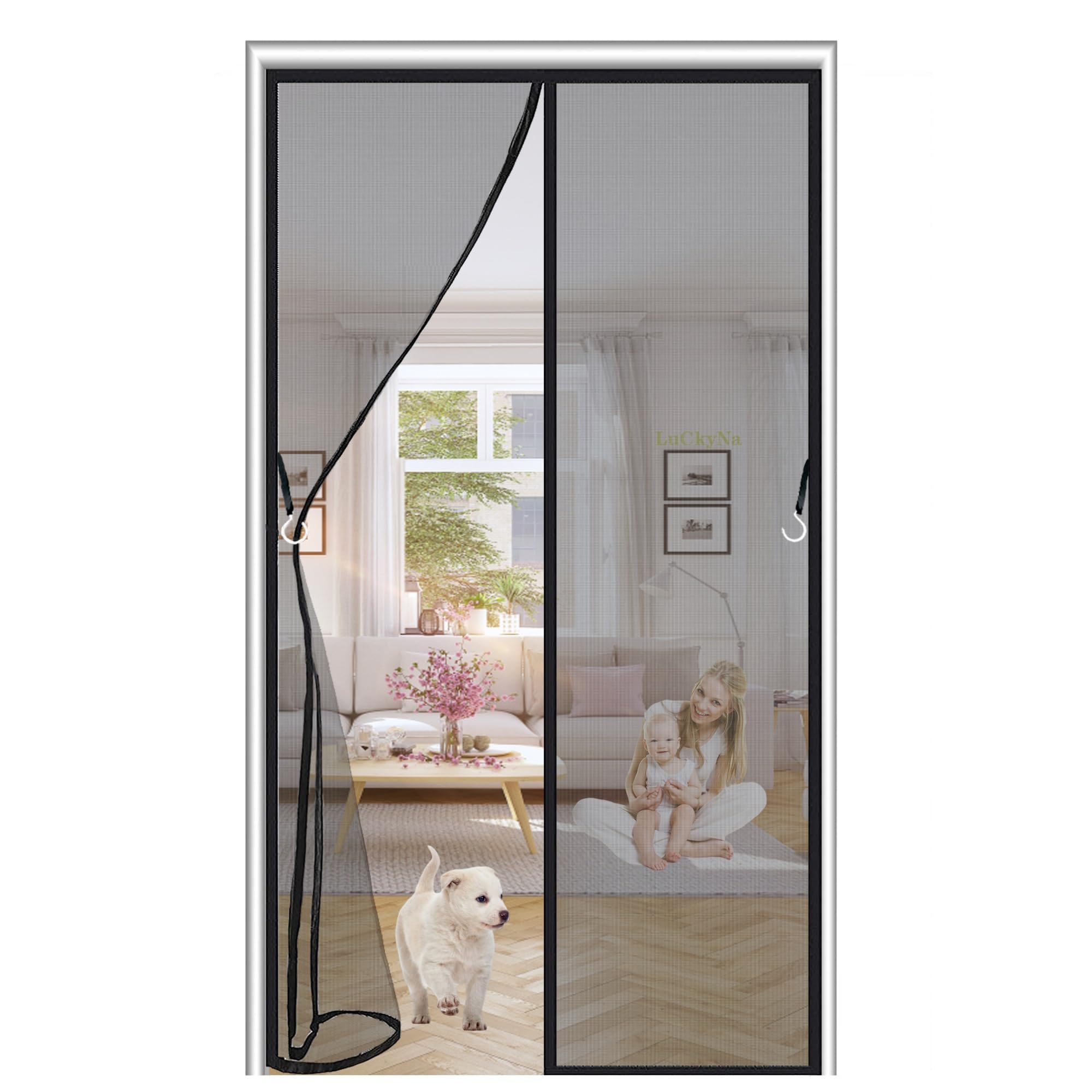 Magnetisch vliegengaas deur 110 x 250 cm vliegengordijn Automatisch Sluiten 10 x sterker dan normaal vliegengaas,voor balkondeur woonkamer schuifdeur