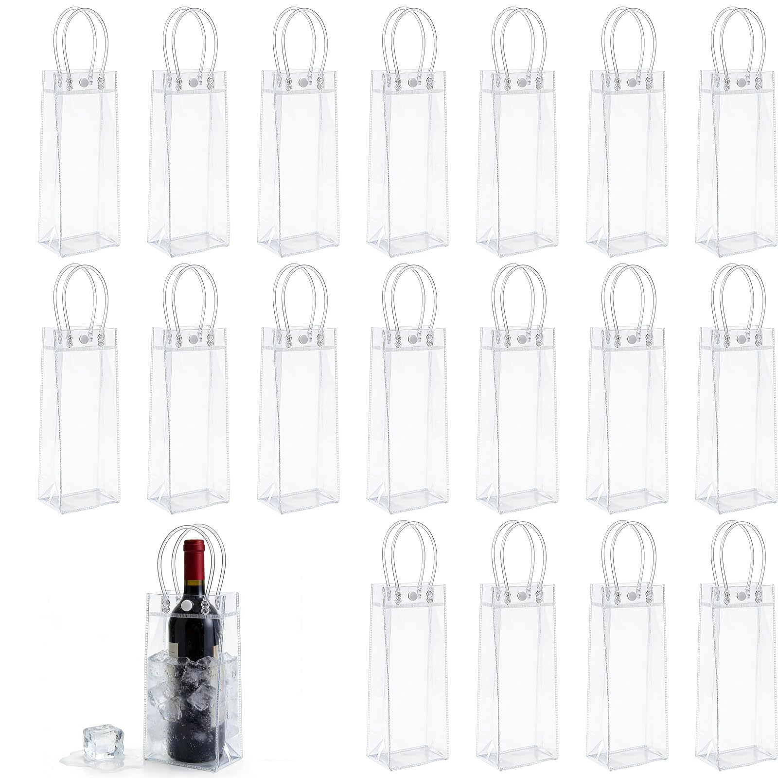 18 pezzi refrigeranti per bottiglie, sacchetto refrigerante: 25 x 10 x 10 cm, in PVC, per bottiglie di ghiaccio, per spumante, per acqua fredda, vino, bevande, feste, attività all'aperto