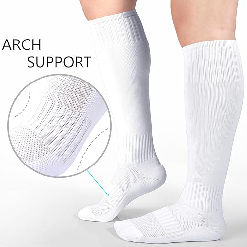 Miniatura 3 de LO SHOKIM Calcetines de fútbol para niños, calcetines de fútbol para niñas, calcetines hasta la rodilla, calcetines de béisbol, softbol, atléticos