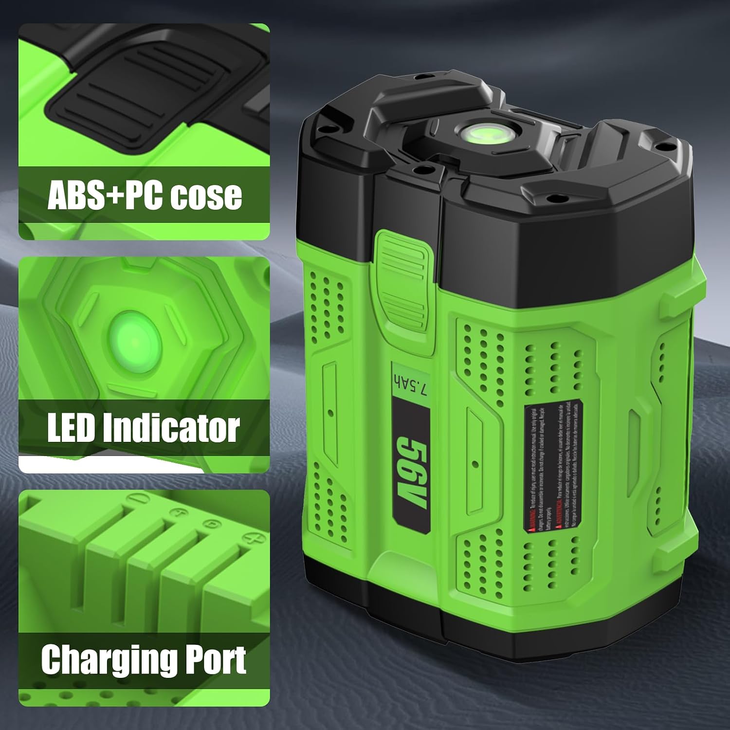 56V 7.5Ah Battery Replacement for EGO 56V Battery Lithium Compatible with EGO 56 Volt Battery BA2800 BA4200 BA1400 BA2800 Cordless Power Tool (Green)