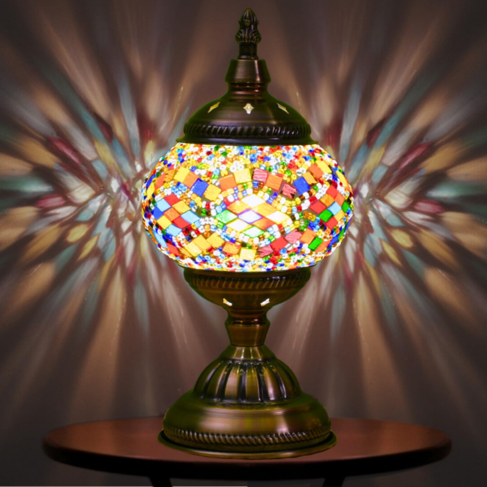 Maimeili Turkish Exotic Mosaic Table Lamp with Handmade Moroccan-Style Decorative Glass Retro Lamp Shade with USB Decorative Desk Lights Bedside Lights for Bedroom โ image 1