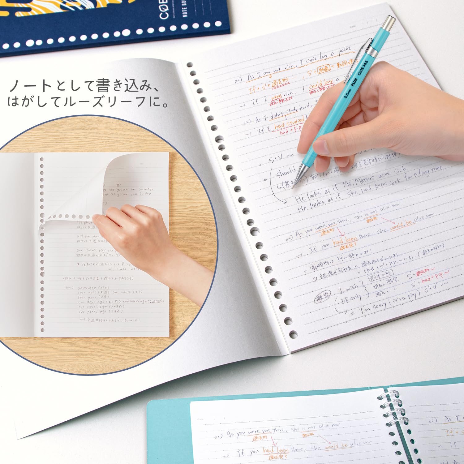 Amazon.co.jp: プラス ノート型 ルーズリーフ COE365 ブルー×イエロー