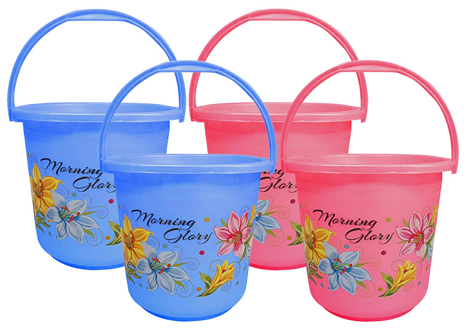 Kuber Industries Floral Print 6 Pieces Unbreakable Strong Plastic Bathroom Bucket 16 LTR (Blue & Pink) -CTKTC42876 (B084HY4L1P) Amazon Price History, Amazon Price Tracker