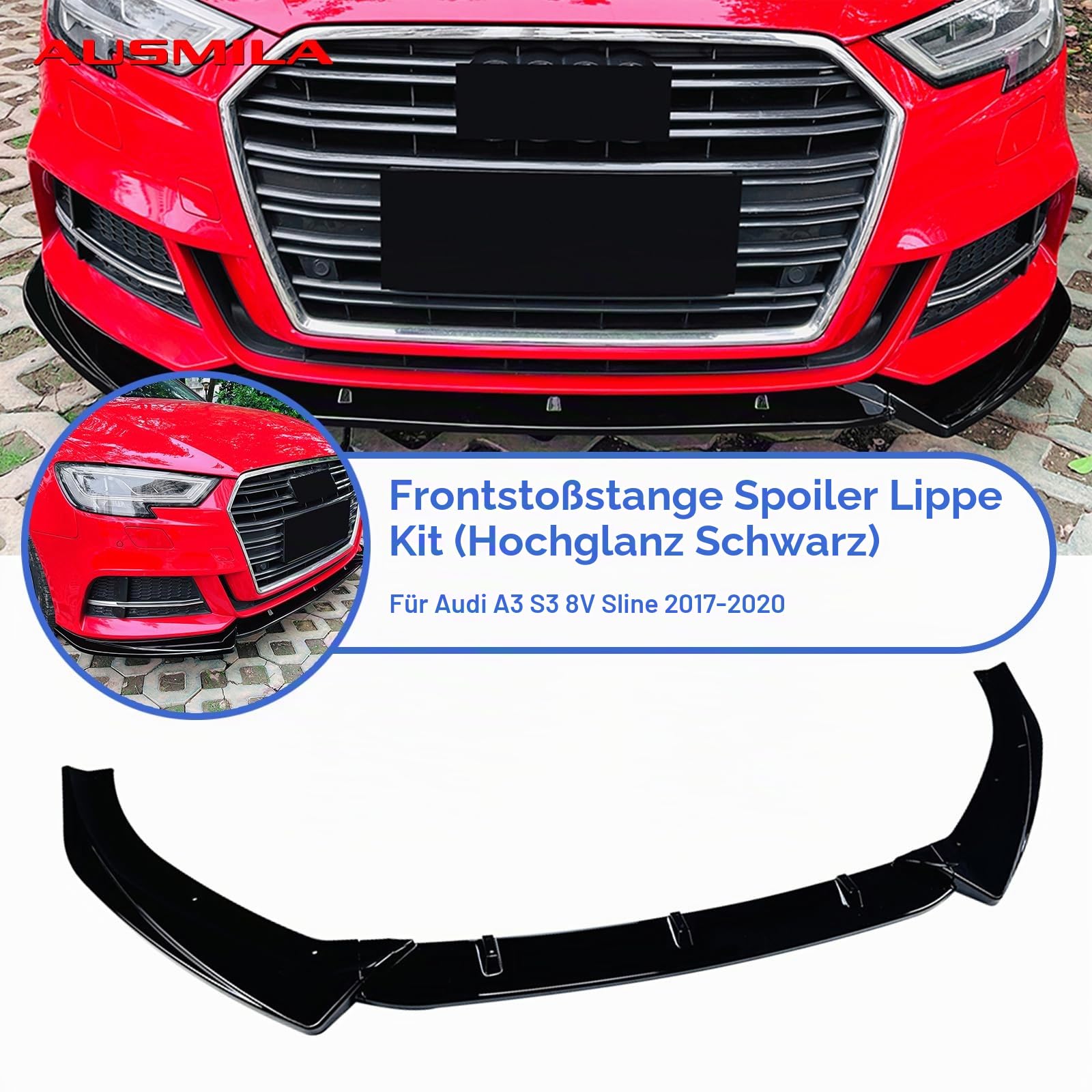 Auto Frontspoiler Lippe Splitter Für Audi A3 S3 8V Sline 2017-2020