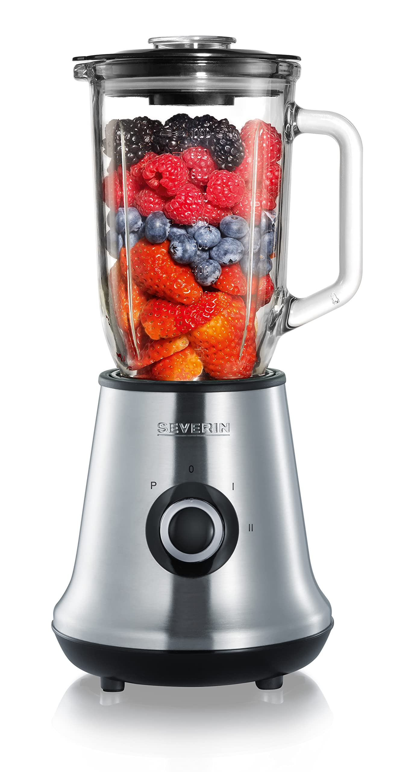 SEVERIN Blender avec Récipient en Verre, 1 L, env. 500 W, SM 3734, Inox/Noir