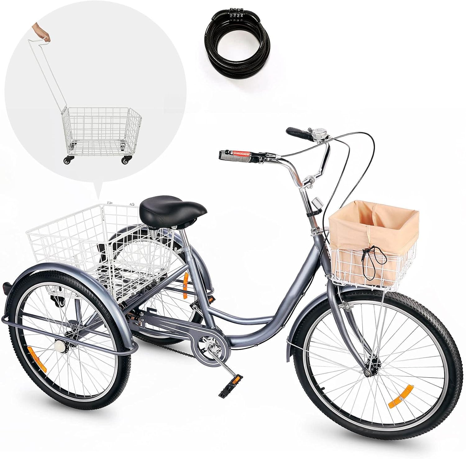 Adult Tricycle Cruiser Trike with Removable Basket Jordan Ubuy