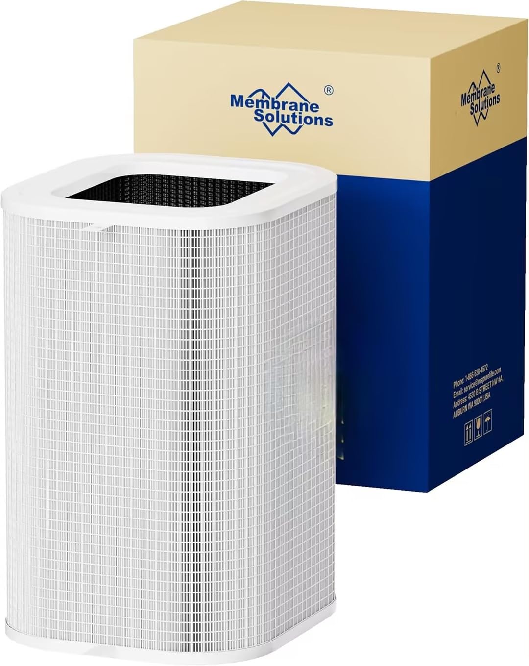 Membrane Solutions MS601 Genuine Allergy Remove Air Purifier Filter Replacement, 4-in-1 H13 True HEPA Filter, Removes 99.97% of Dust Pet Dander Smoke Pollen Allergen