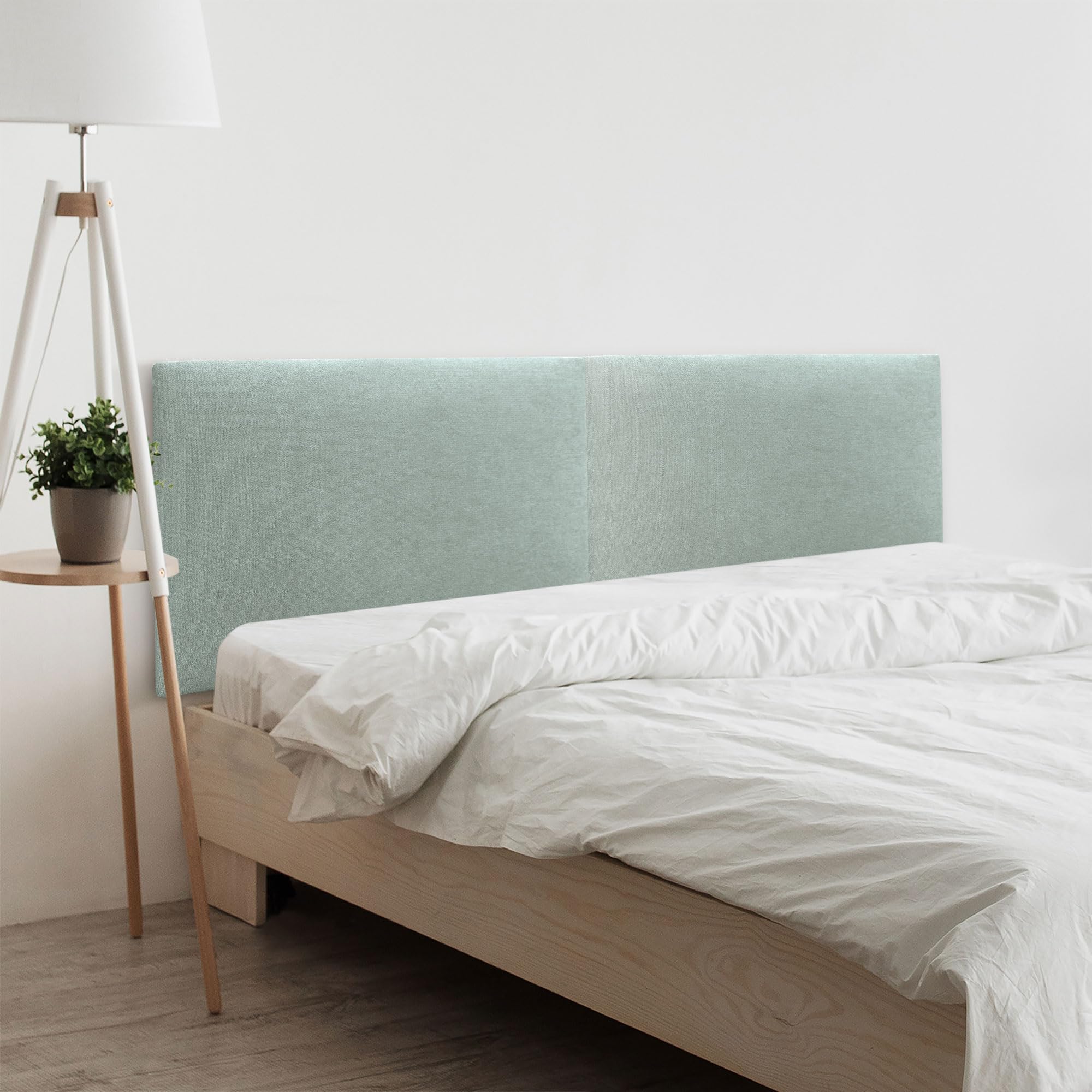 DHOME Cabecero de Polipiel o Tela Acualine Liso Dual Dividido en 2 Piezas Tapizado de Alta Gama Cabezal Tapizado Moderno (Tela Verde Agua, 180cm Dual (Camas 180/190))
