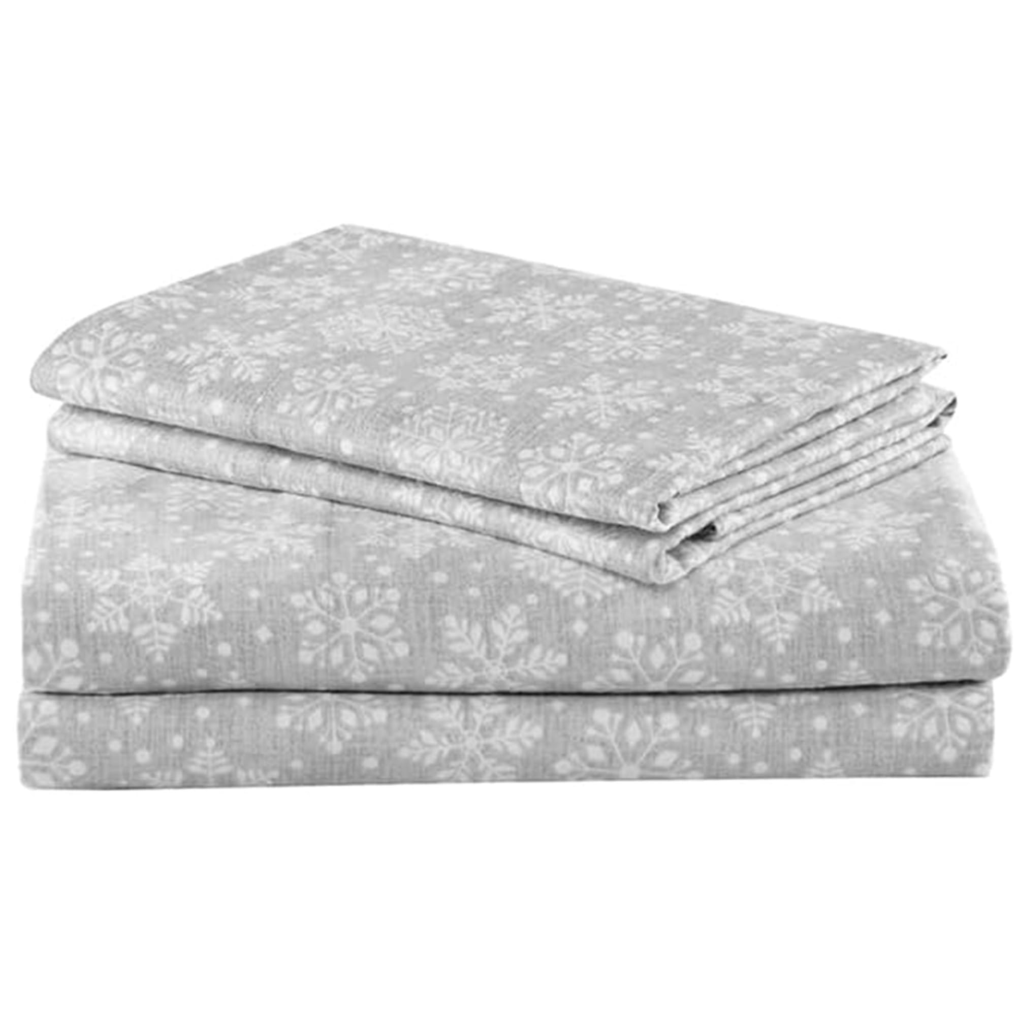 Parure de lit flanelle de coton chaude et respirante 4 pièces draps grand bonnet gris