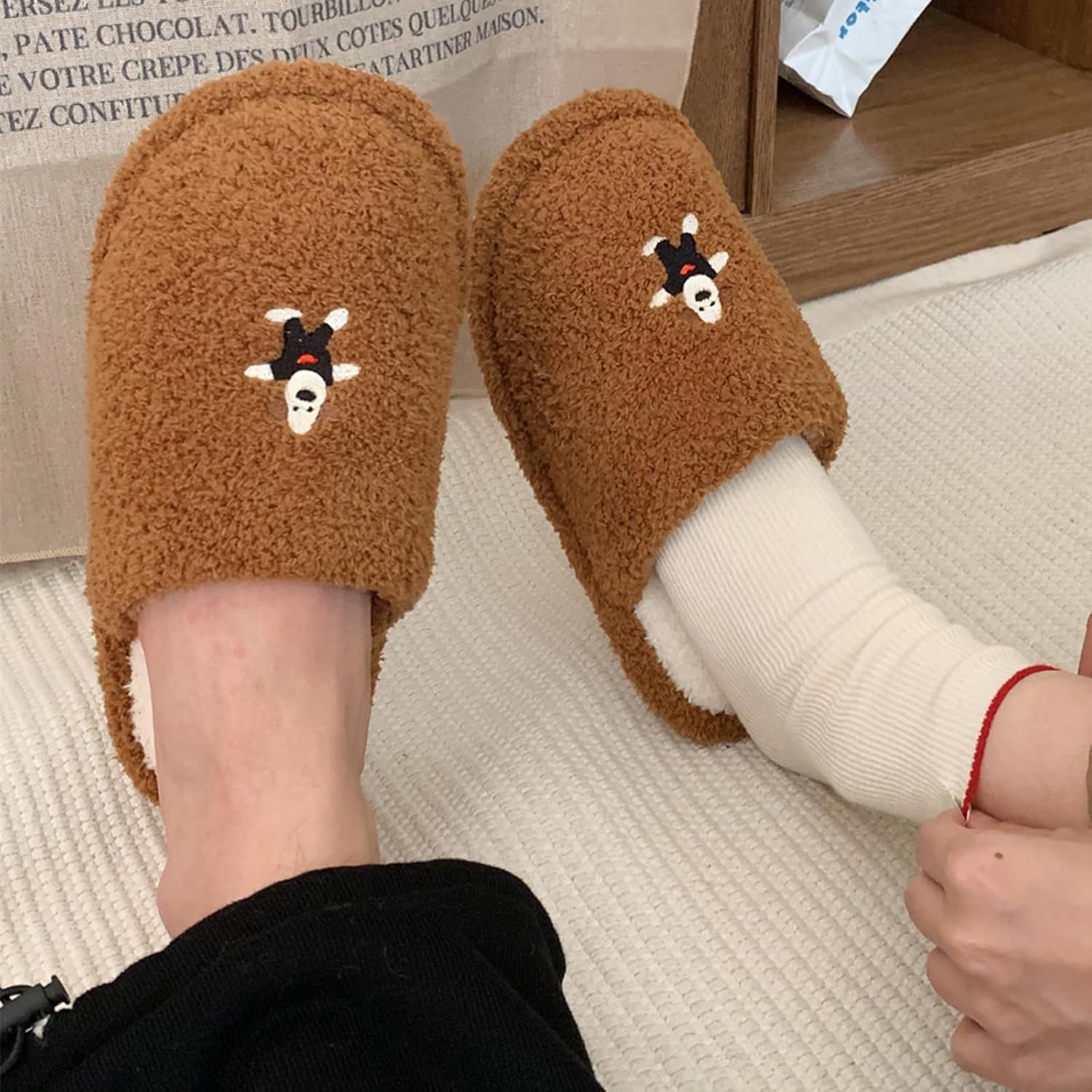 Four Seasons New House Slippers for Women's and Men's, Corduroy Fabric Casual Mute Cotton Flax slide, Non-Slip Open Toe Home Shoes, Indoor and Outdoor - Image 7