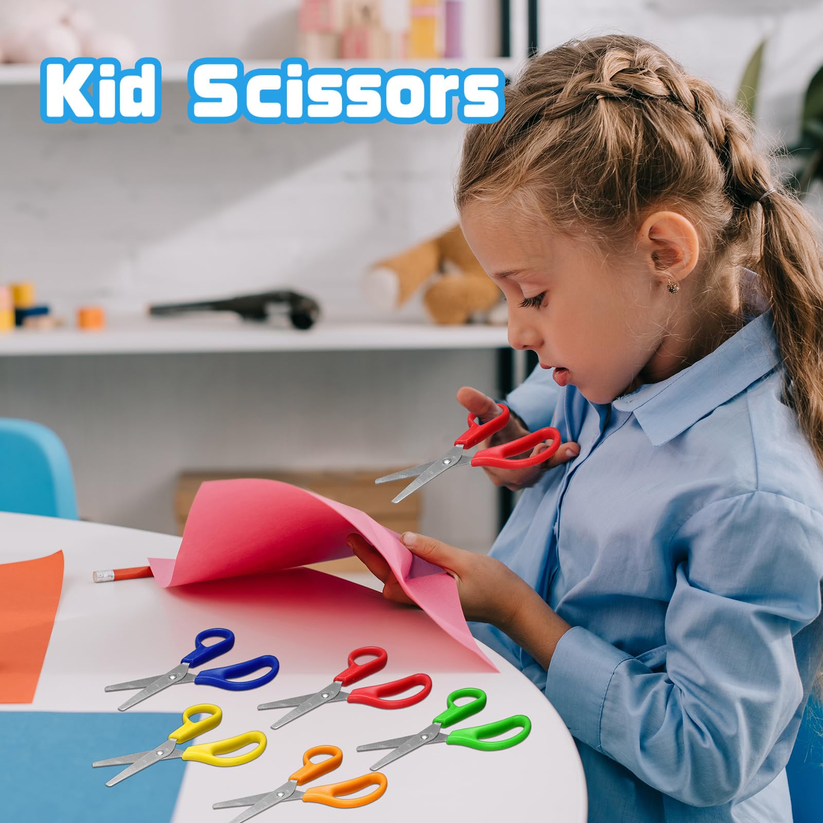 Kinderscheren, stumpfe Spitze, Mehrzweckschere, abgerundete Spitze, für Studenten, Büro, Schule, Bastelbedarf, 150 Stück