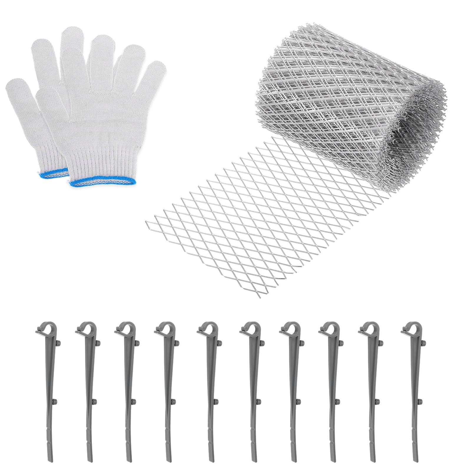 Rouleau de protection de gouttière en aluminium 6,1m x 12,7cm avec clips