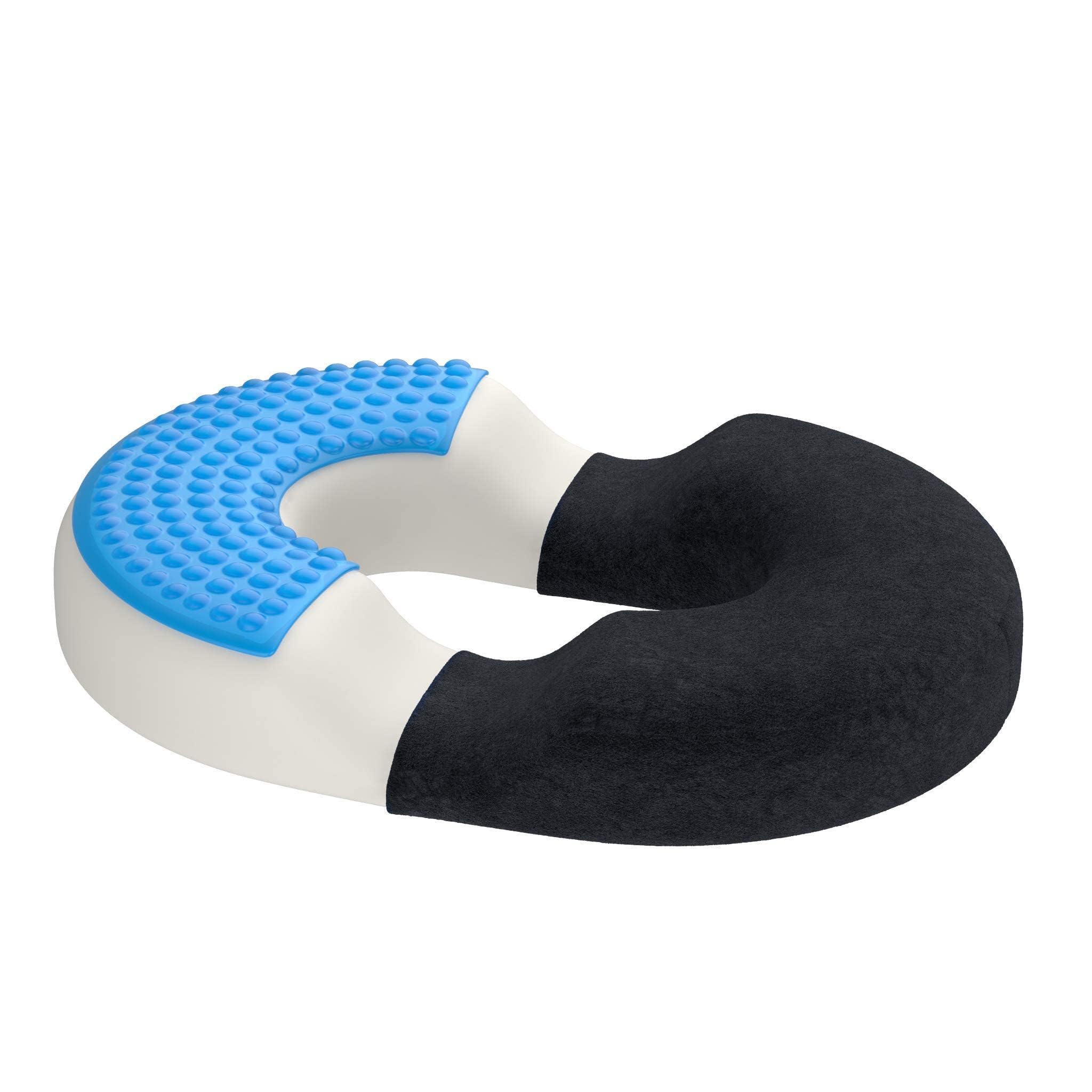 bonmedico Coussin Coccyx Orthopédique - de Chaise Bureau - de Siège Ergonomique pour Bureau et Voiture - Bouée Médicale Ergonomique en Gel et Mousse à Mémoire de Forme (Noir Velours, Large)