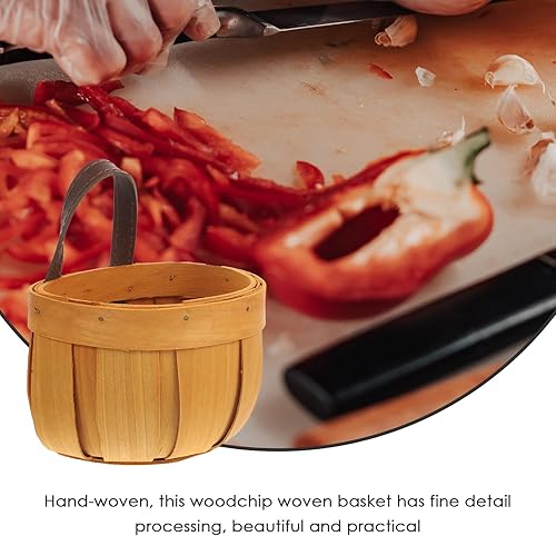 Miniatura 3 de Homoyoyo Cesta de frutas colgante cesta de mimbre tejida a mano cesta de almacenamiento de madera portátil colgante de pared cesta de flores