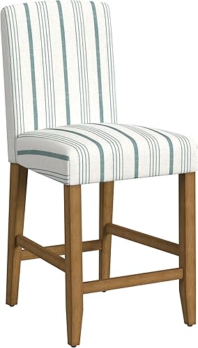 Miniatura 14 de HomePop Taburete de mostrador con respaldo abierto de 24 pulgadas, decoración del hogar, sillas de tela para comedor, cocina y sala de estar, rayas