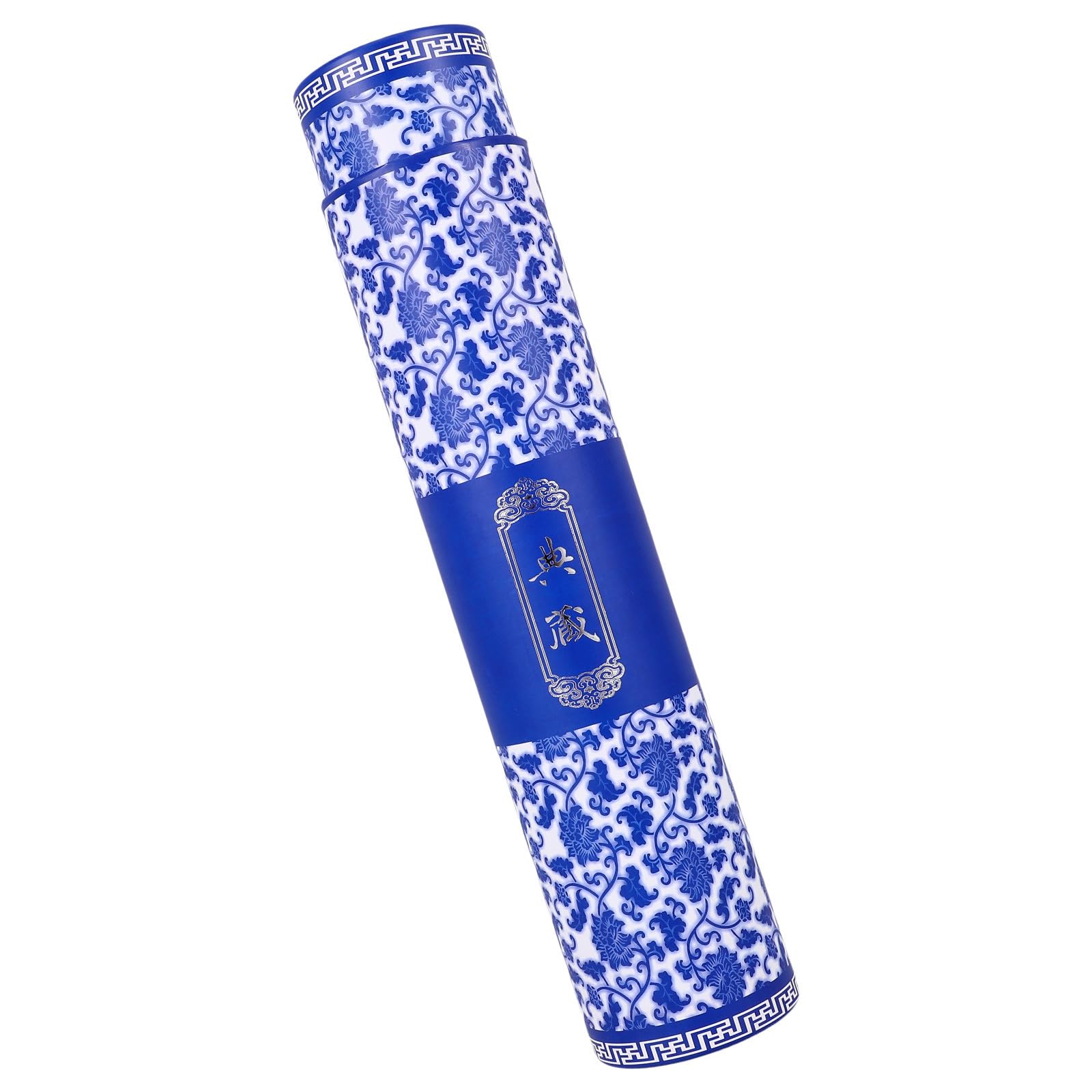 BESTonZON Tubo Telescópico Grande para Almacenamiento de Pergaminos y Caligrafía, Caja Extensible de Cartón Engrosado Patrón Azul para Envío y Colección de Pósteres, Adecuado para Uso