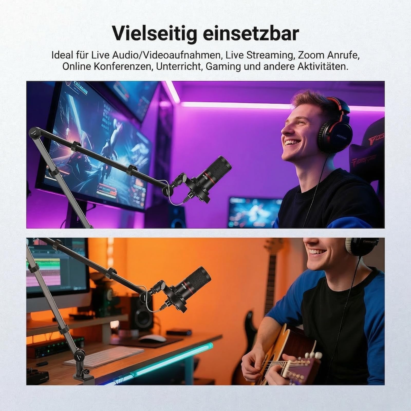 NEEWER BASICS Mikrofon Boom Arm, 78cm flexibler Microphone Tischständer Halterung, kompatibel mit Blue Yeti FIFINE AM8 K669B HyperX QuadCast S SoloCast AT2020 Shure SM7B MV7 für Gaming Streaming MS050