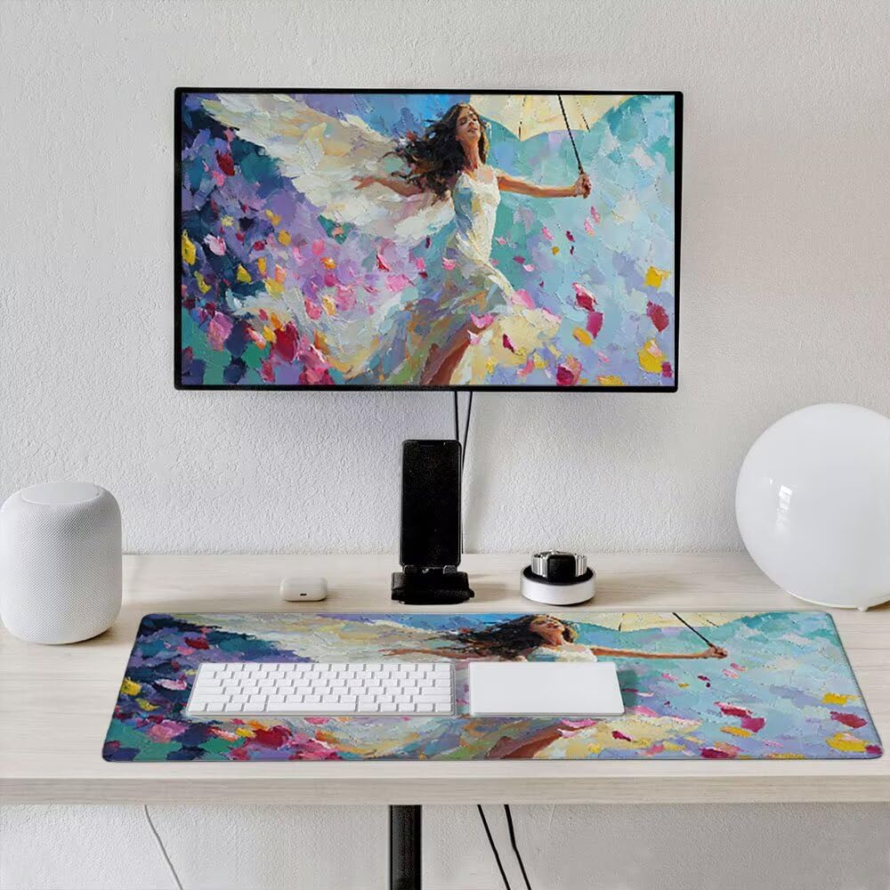 Alfombrilla Ratón XXL Alfombrilla Escritorio 1800x900mm Mouse Pad Mejora la Precisión y la Velocidad con Base de Goma Antideslizante y Bordes Cosidos Duradera Cómoda, Juegos (Chica Paraguas) xR8-686