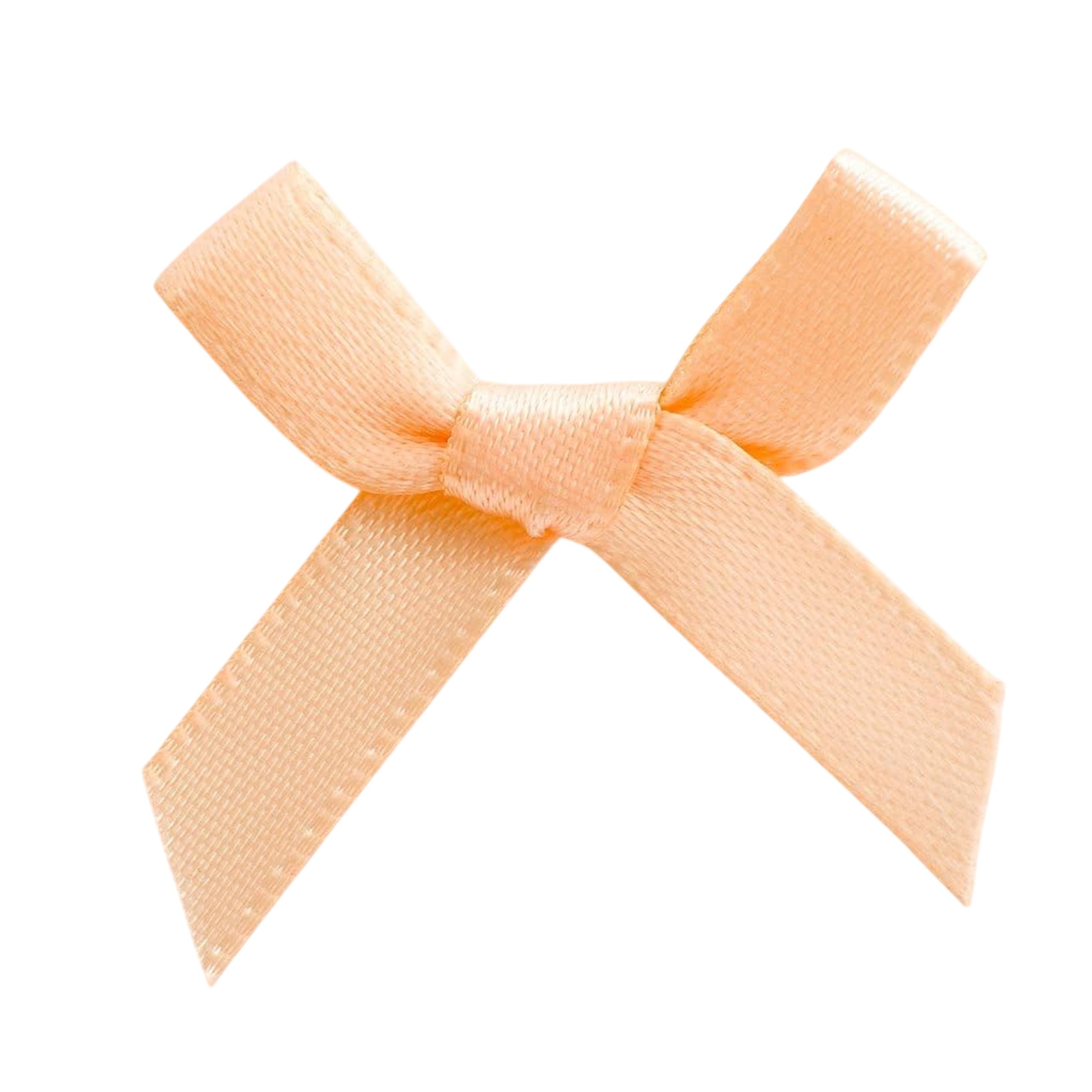 Italian Options Mini Satin Ribbon Bows, Small Bow Decorations for Crafts, Gifts, Hampers, Hair Bow, Wedding Stationery, Floristry, Christmas, Cakes, Crafting, Peach, 100 Pack, 3 cm — image 1
