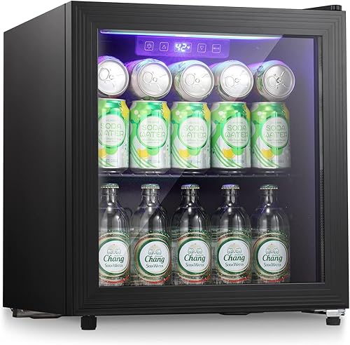 Havato Mini nevera-57 latas refrigerador de bebidas de soda o cerveza dispensador de bebidas pequeño de vidrio transparente independiente para el