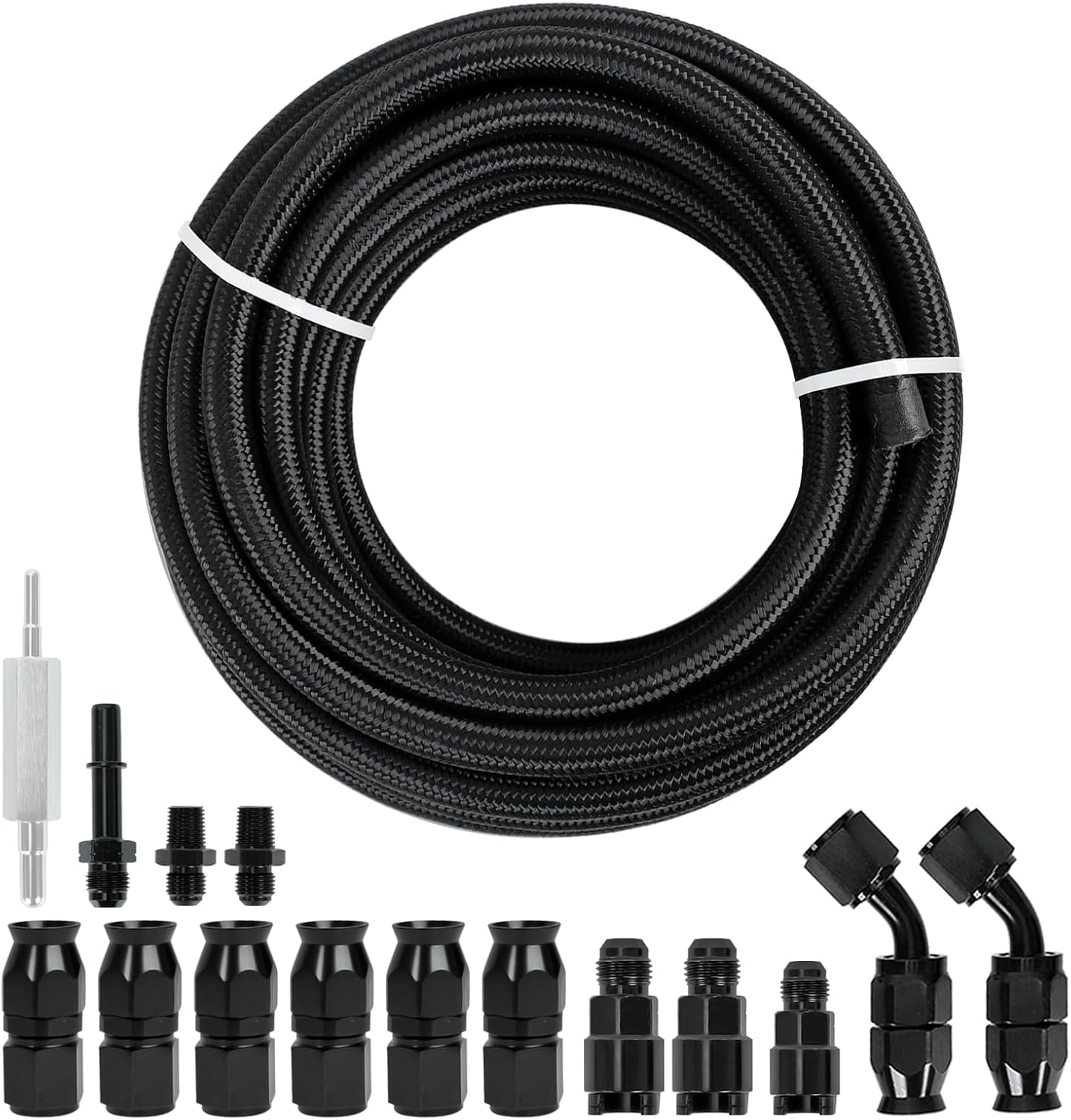6AN 25FT PTFE Fuel Line Hose Kit, AN6 3/8" PTFE LS Swap EFI